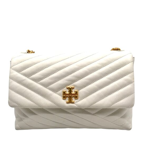 Tory Burch Ivory Leather Kira Chevron Convertible Shoulder Bag - Picture 1 of 11